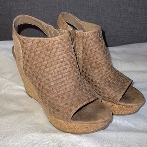Beige wedge sandals